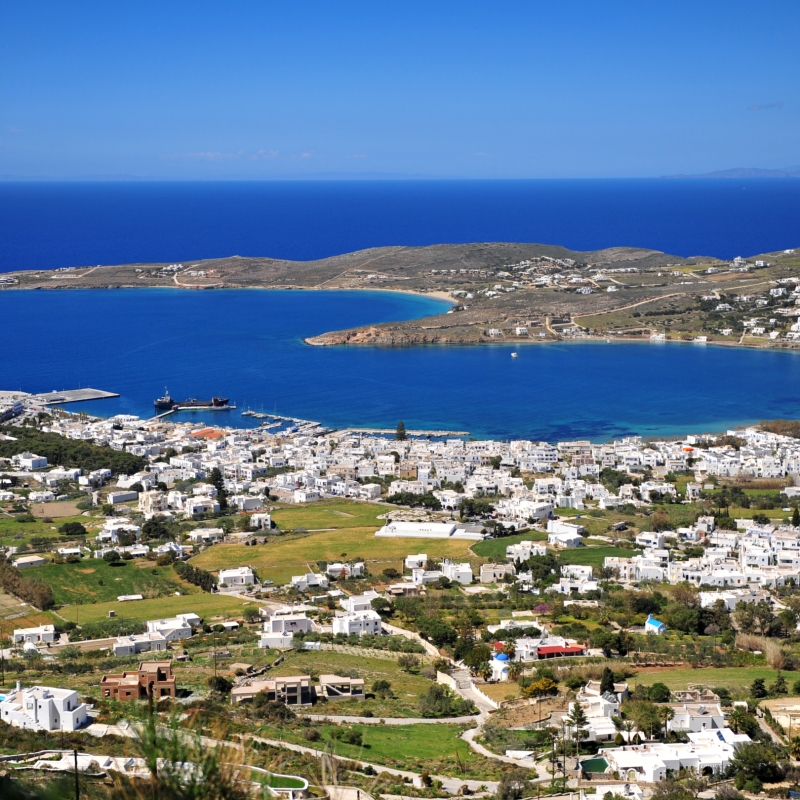 Beautiful mediterranean landscape, top view, Paros island